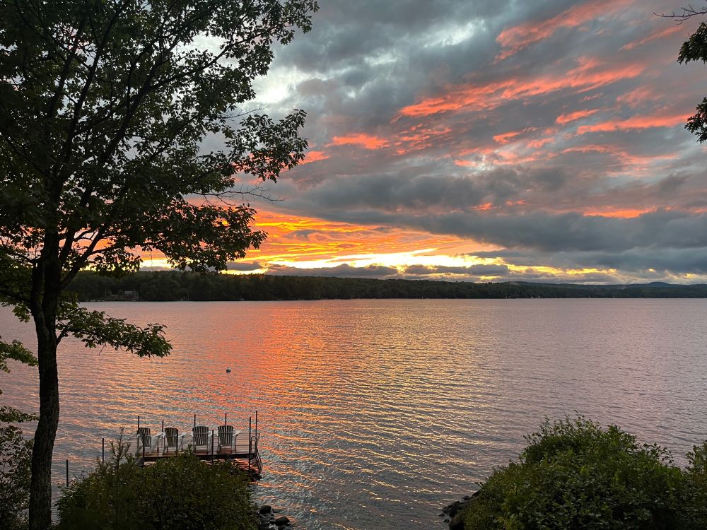 Pretty lake at sunset