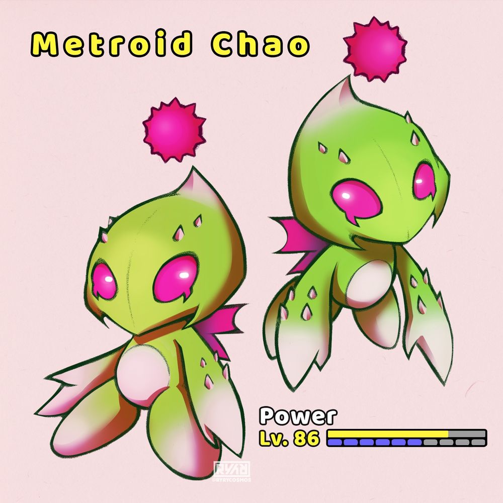 A Chao from Sonic Adventure designed as if it was fused with a Metroid