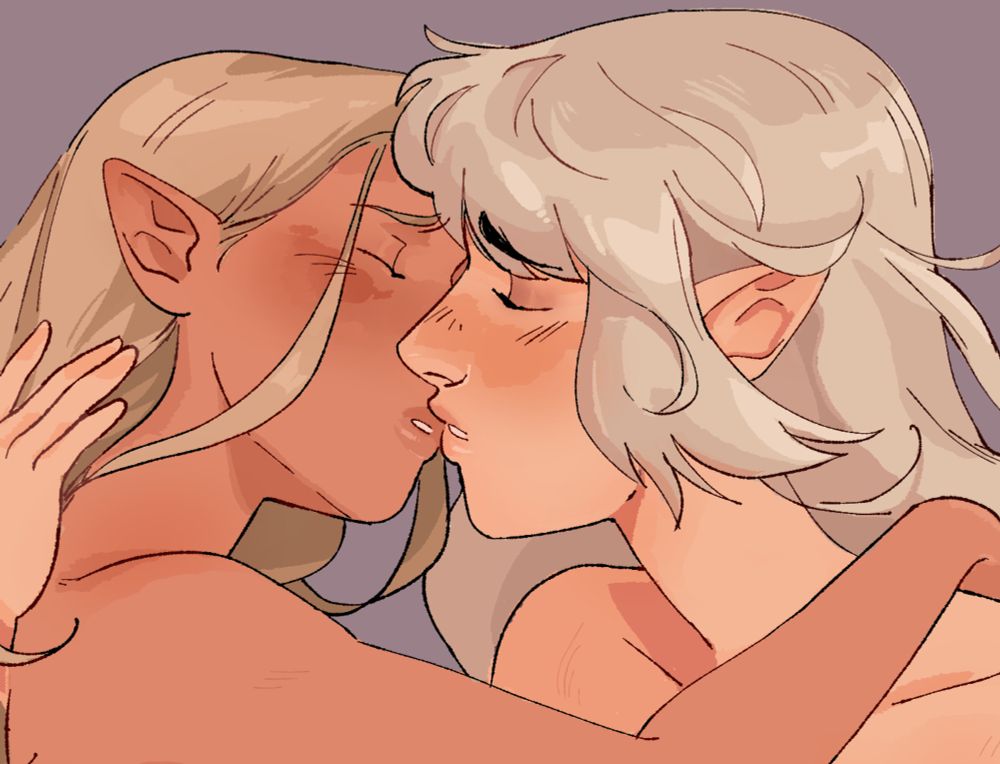 BG3 oc Ophelia kissing Shadowheart.