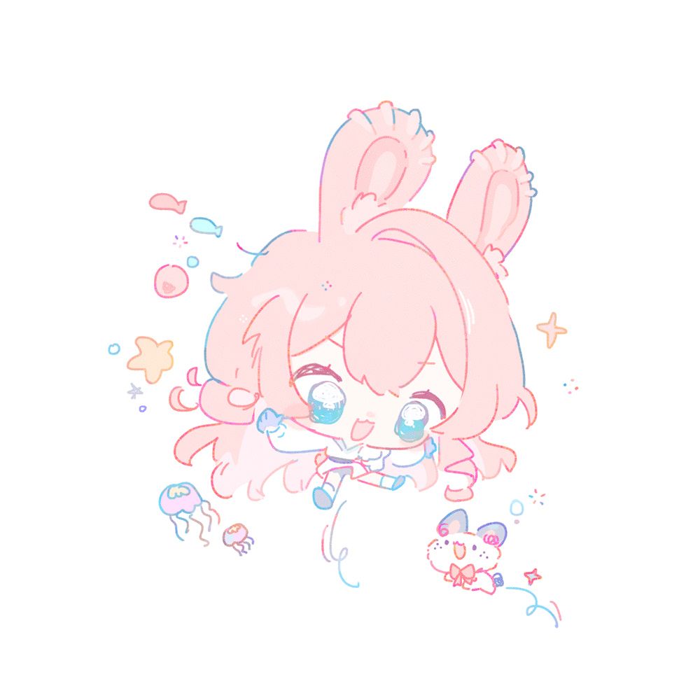 A cute chibi art of Tokki and their pet.