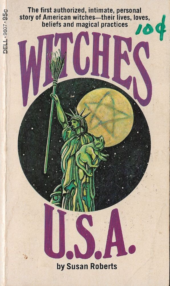 Cover art for WITCHES USA has the statue of liberty holding up a broomstick and a moggy, with a giant pentagram star on the moon! 