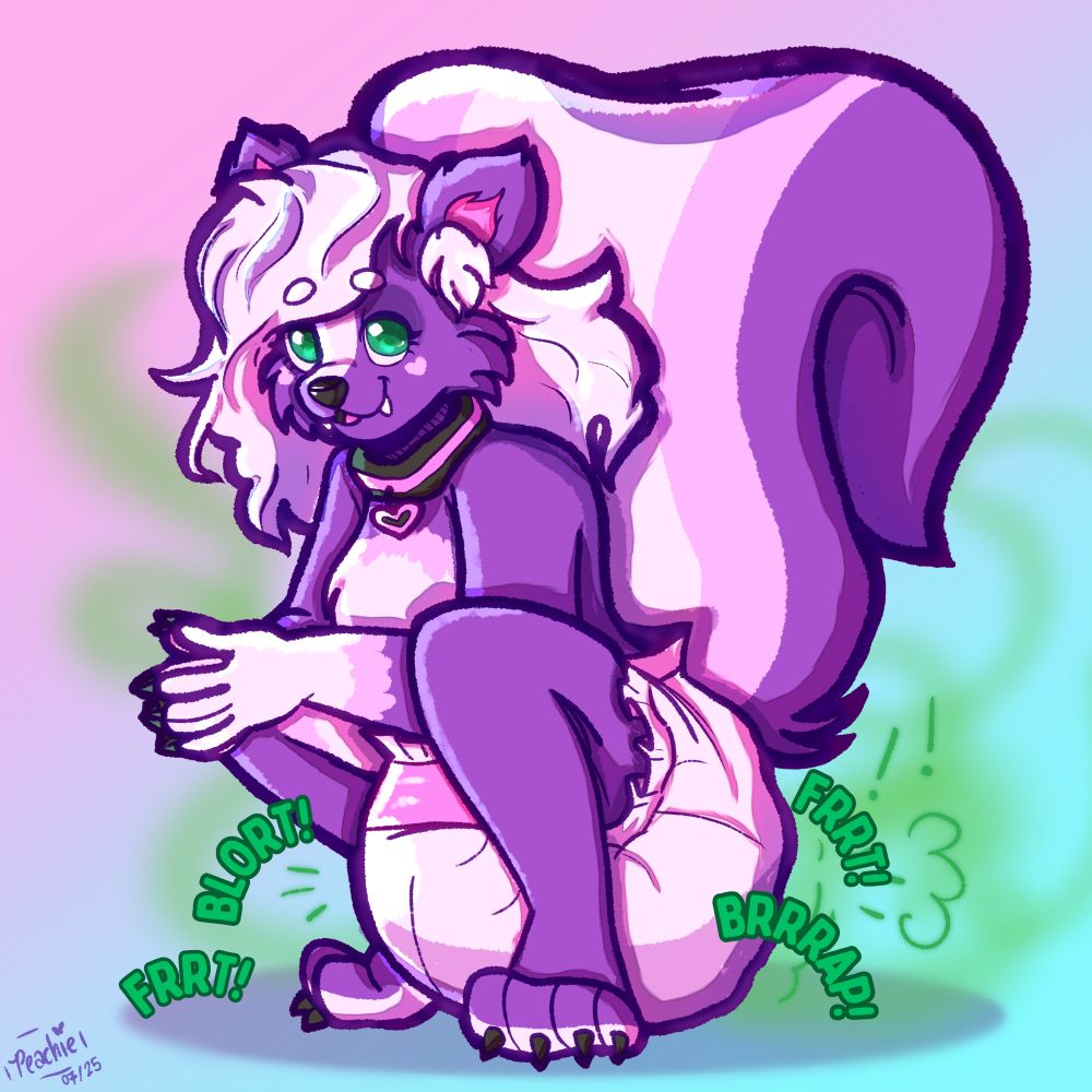 A stinky skunk girl blorts and braps in her diaper
