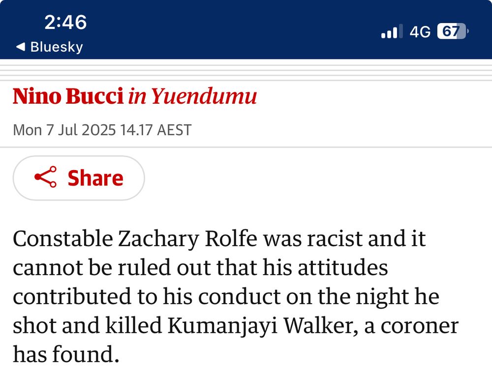 constable Zachary Rolfe was racist and it cannot be ruled out that his attitudes contributed to his conduct on the night. He shot and killed Kumanjayi Walker a coroner has found.