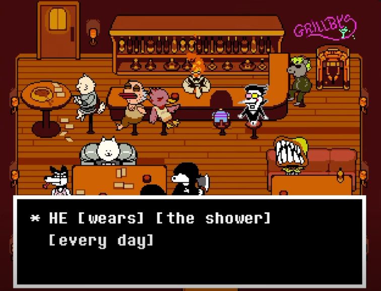 Screenshot 2
* HE [wears] [the shower] [every day]