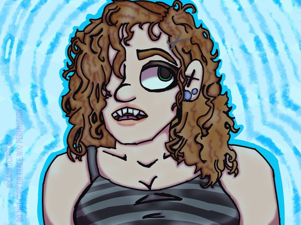 A fully rendered digital drawing of Cat Adams