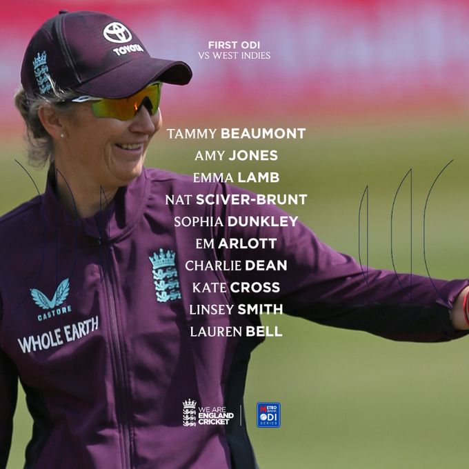 An England team list featuring only 10 players
