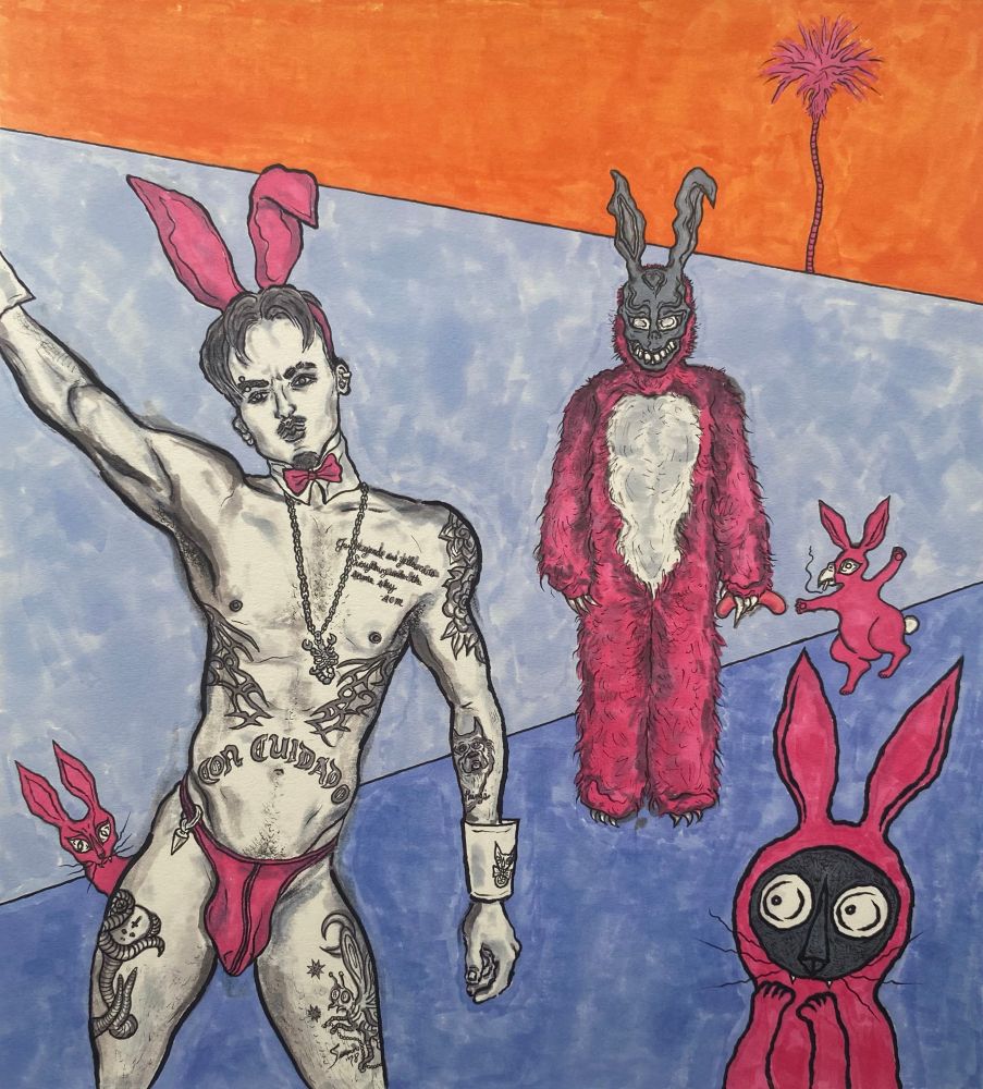 #DearDiary,

Hot Dog Sundays 14.

Now that spring has really hit its groove here, we have observed that the rabbit population has grown quite significantly.
Although the multitudes of bunnies scampering around our neighborhood are crazy cartoon cute, we understand that the little critters’ true mission is to fuck us up any and every chance they get.

Places I’d Rather Be.
Hot Dog Sundays.
And I’d like to be there with Tommy Darko.

#TrueConfessions by #BillMullen