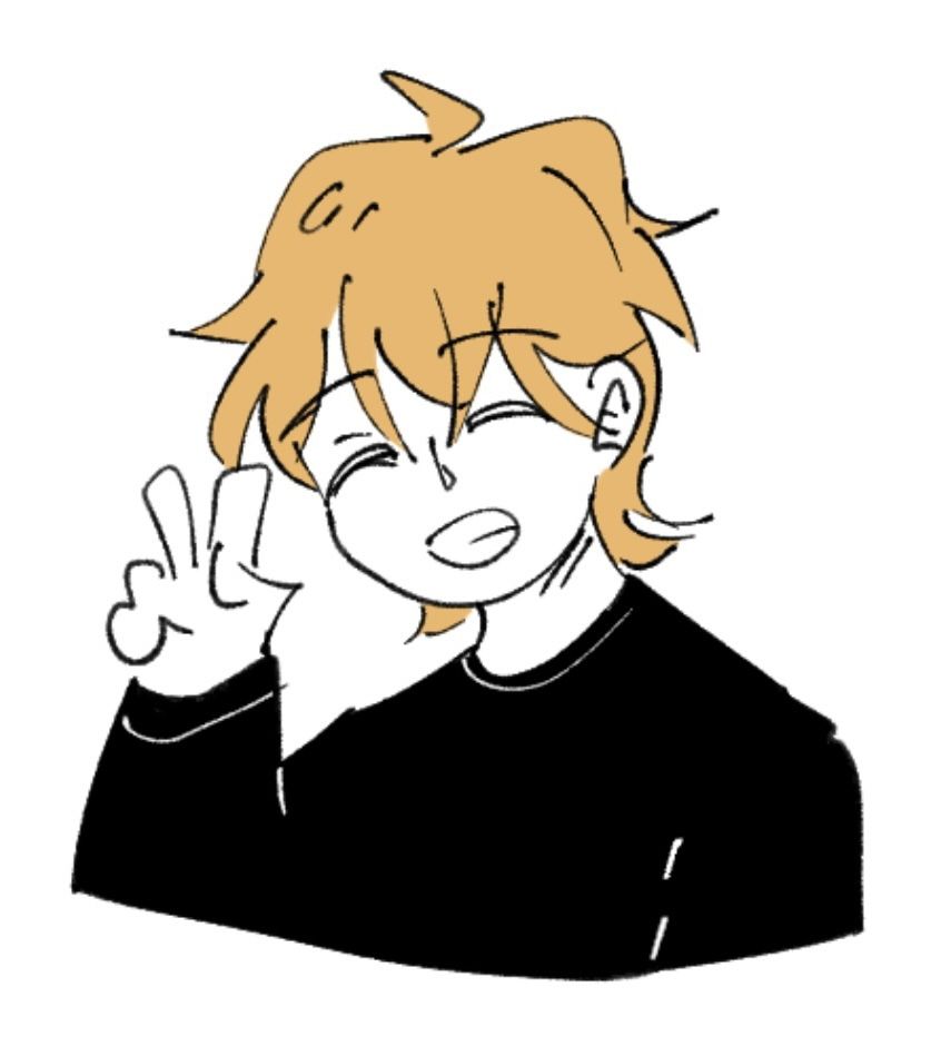 Fanart of young Thoma from Genshin Impact holding up a peace sign.