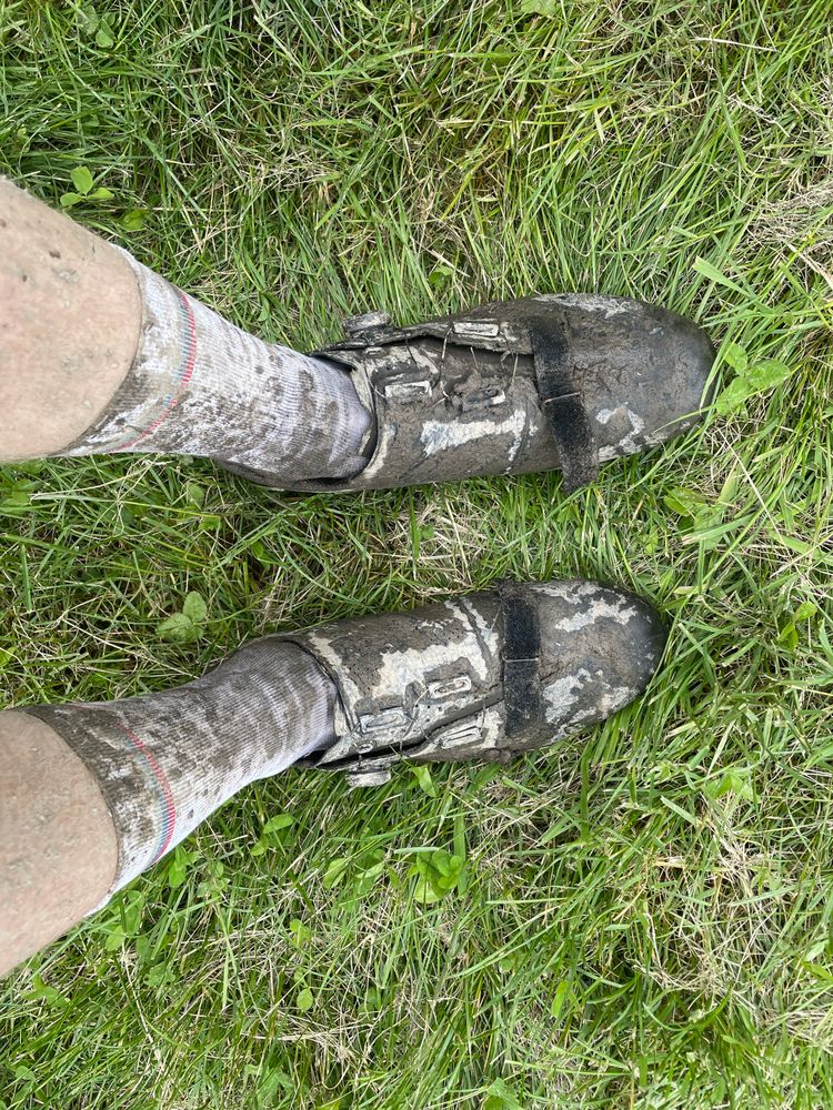 Troublingly muddy bike shoes.