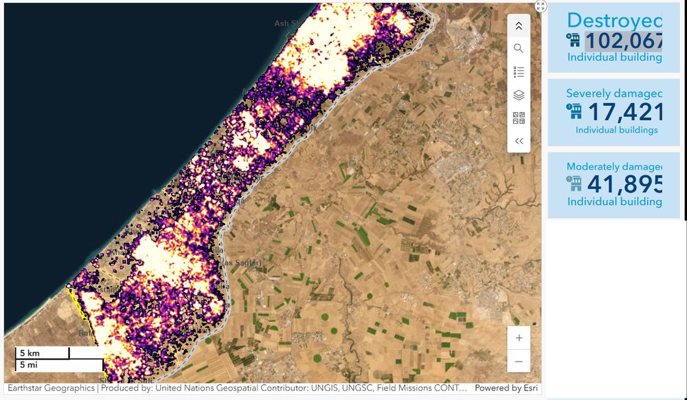 A screen shot of the UNOSAT Gaza Strip Comprehensive Building Damage Assessment showing the damage to Gaza and the cited destruction figures.

https://www.arcgis.com/apps/dashboards/11816edccdc24205990a33b1b3afd259

The relevant destruction figures for Hiroshima and Nagasaki can be found here:
https://www.trumanlibrary.gov/library/research-files/united-states-strategic-bombing-survey-effects-atomic-bombs-hiroshima-and?documentid=NA&pagenumber=11