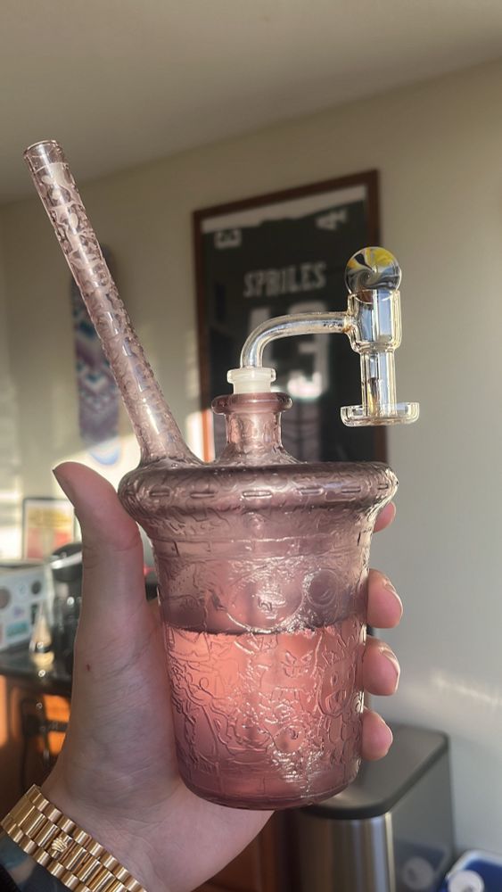 Slopglass x Trevymetal collaboration cup, fully hand blown & etched 