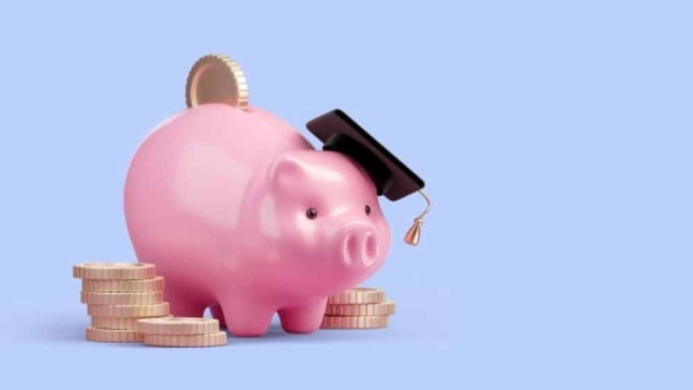 Piggy bank with graduation cap