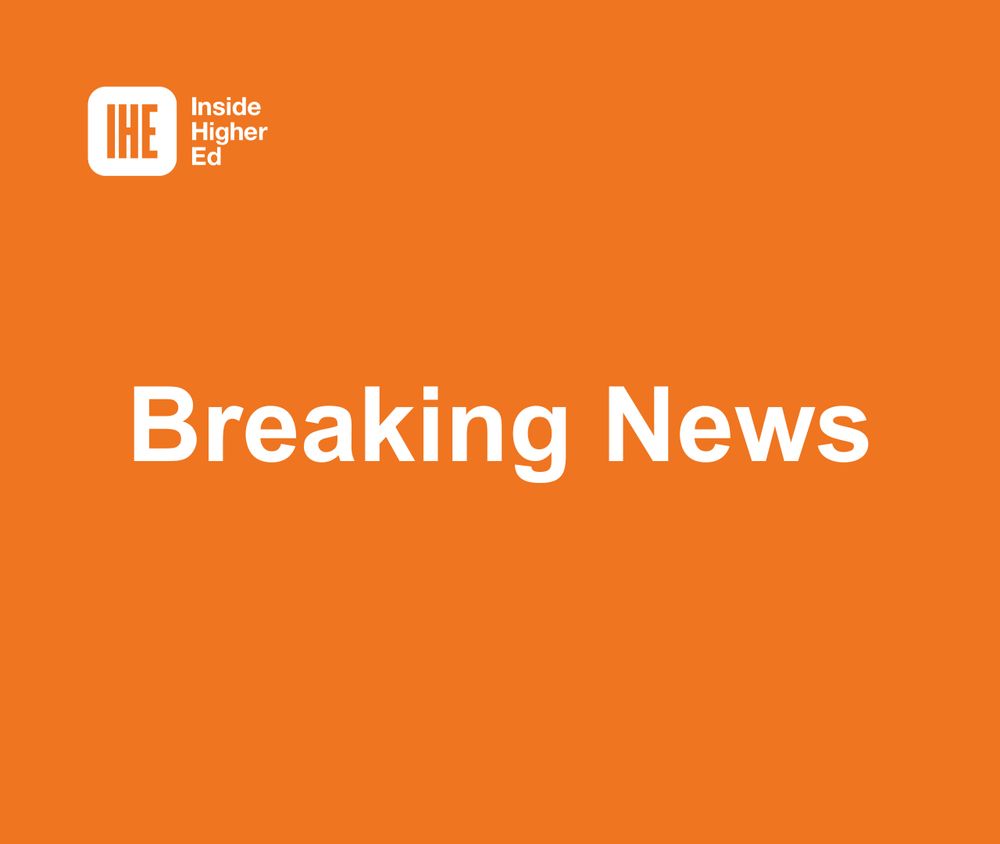 Orange background with the logo of Inside Higher Ed in the top left corner and the text "Breaking News" centered in white.
