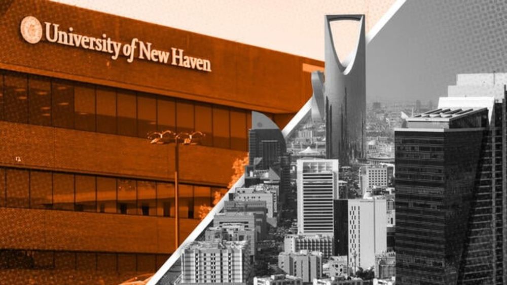 University of New Haven in West Haven next to an image of Riyadh city center in Saudi Arabia.