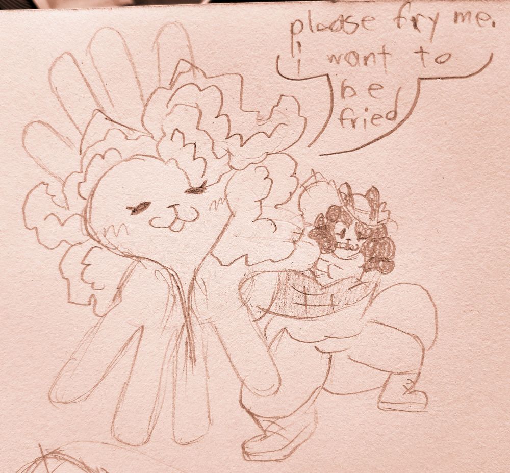 Old Farmer Lovelace presenting a very cute turnip with her own kitty face on it. The cat-turnip says "please fry me. i want to be fried"