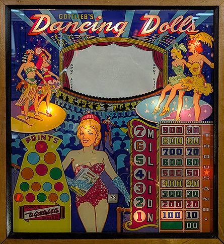 Dancing Dolls Backglass Art, from the Open Pinball Database (opdb.org)