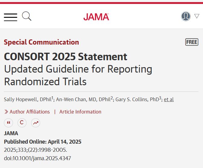 CONSORT 2025 Statement
Updated Guideline for Reporting Randomized Trials