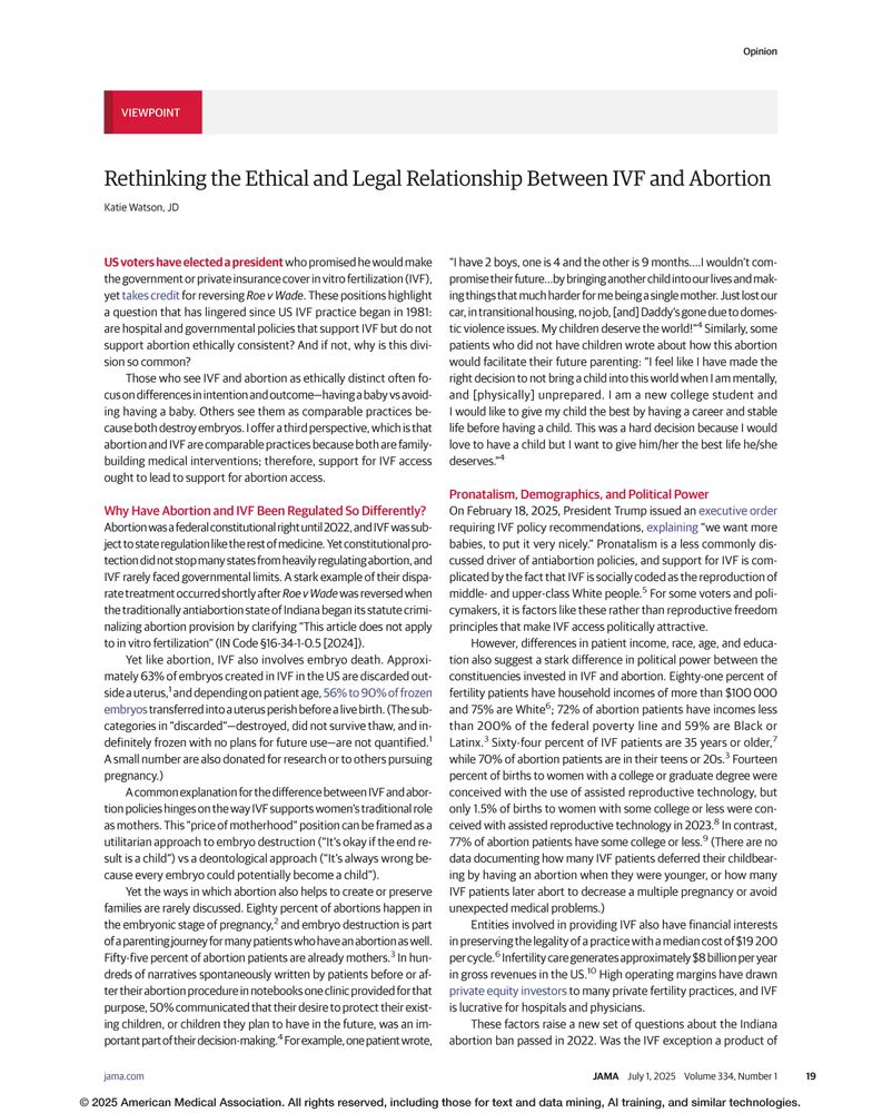 Rethinking the Ethical and Legal Relationship Between IVF and Abortion
