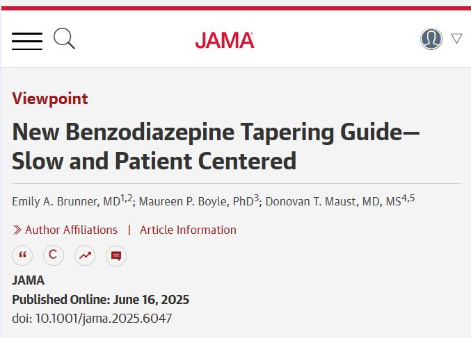 New Benzodiazepine Tapering Guide—Slow and Patient Centered
