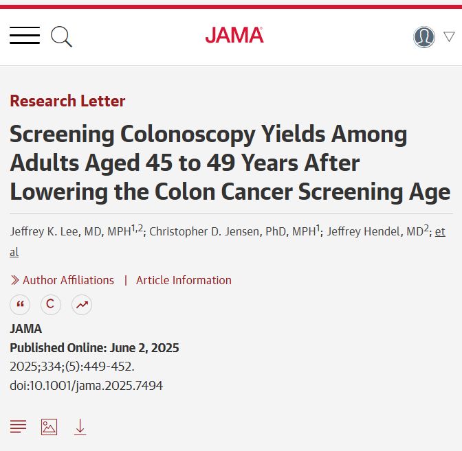 Screening Colonoscopy Yields Among Adults Aged 45 to 49 Years After Lowering the Colon Cancer Screening Age
