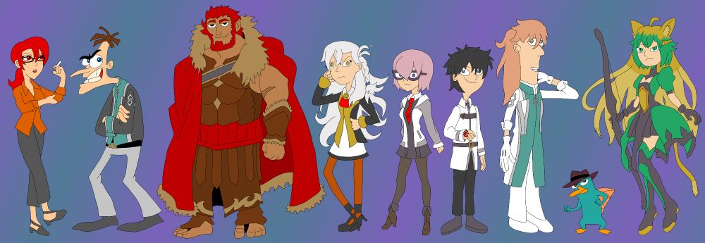Fan art from a Phineus and Ferb/Fate: Grand Order crossover fanfic. Yes, really.