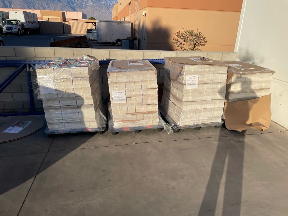 Palletized copies of the Coachella Valley Independent 