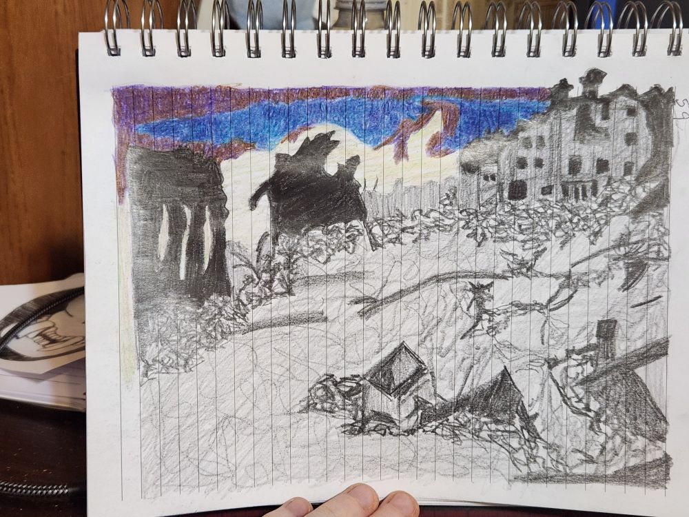 Sketch of an apocalyptic wasteland