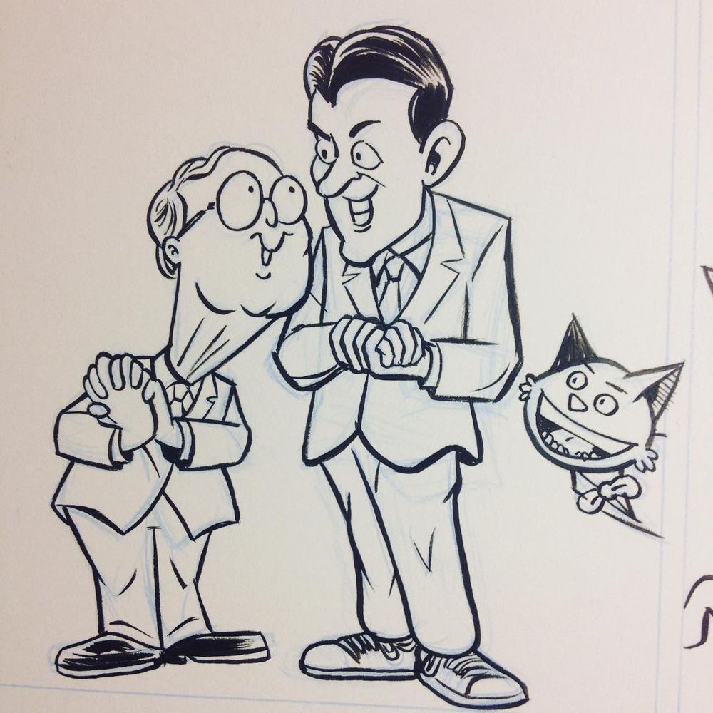 Drawing of Mitch McConnell and Paul Ryan scheming as Fetch (a cat in a bow-tie) interrupts.