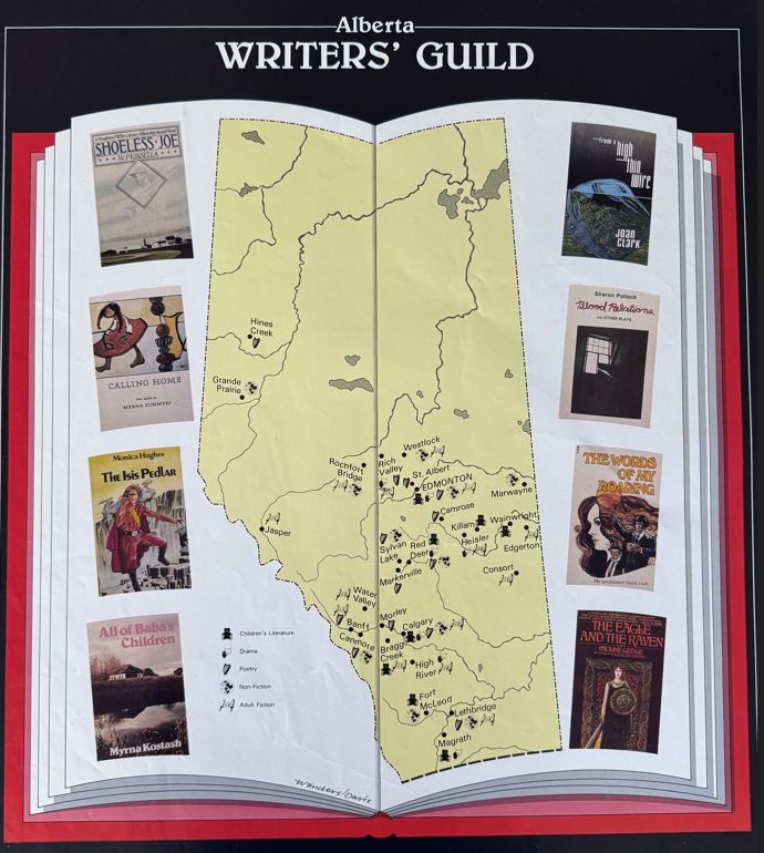 Map a-day-in May (a thirty-one cabinet display) Lillian J. Wonders

Map by Lillian J. Wonders and Kim Davis
Title: Alberta Writers' Guild [literary map]
Published in 1983

Citation: Wonders, Lillian, Davis, Kim. (1983). Alberta Writers' Guild [literary map]. Alberta Writers' Guild.
