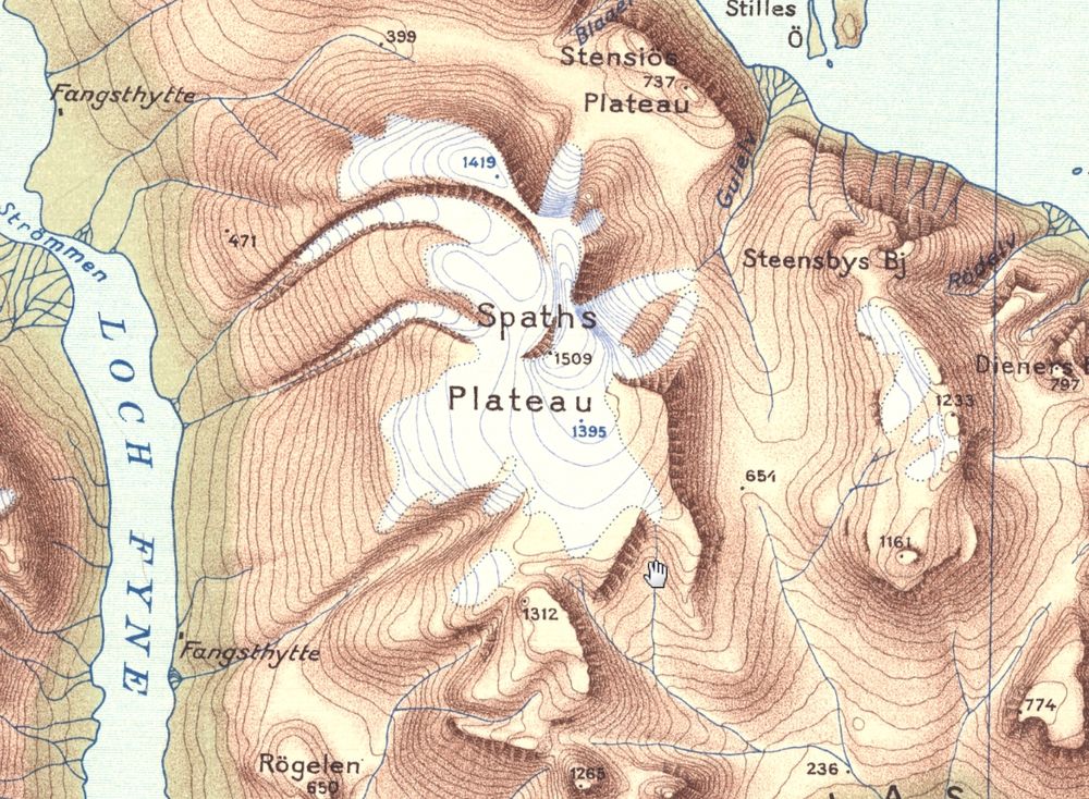 [map portion] Topographic map showing "Spaths Plateau"
From the Grönland [topographic series 
Scale 1:250,000
Publisher: Geodætisk Institut
