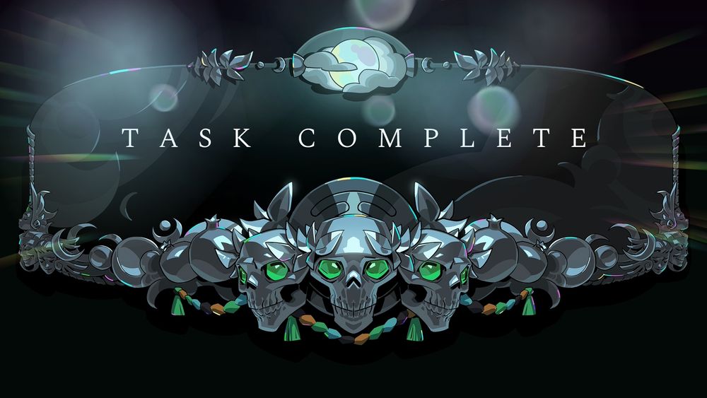 Screenshot of Hades II stating that Melinoë's task is complete (aka, I rolled credits)