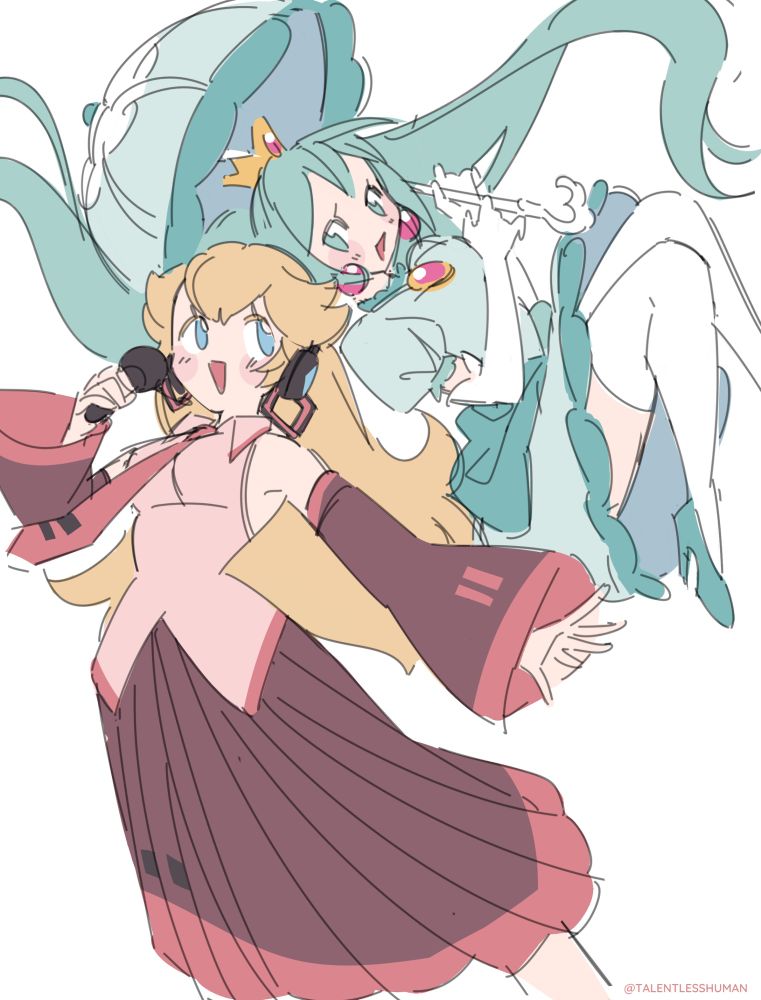 #doodle #sketch #fanart of #hatsunemiku #miku in a dress that resembles #princesspeach #princesstoadstool ‘s dress and vis versa. #vocaloid #smb

#talentlessart