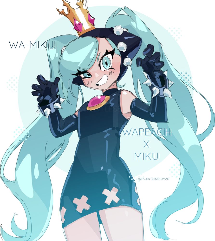 #fanart #drawing of #hatsunemiku #miku in the outfit of beta #wapeach #peach

#talentlessart #mariobros #vocaloid