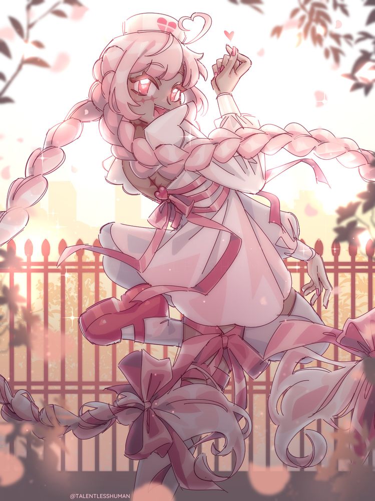 #illustration #fanart of an #OC with pink hair and zombie scars. The OC belongs to #froflossy 

#talentlessart