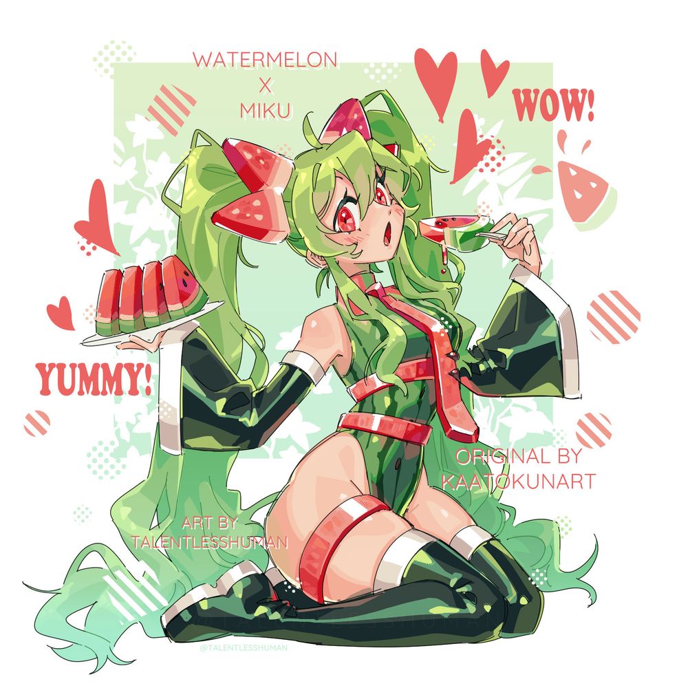 #fanart of #miku #hatsunemiku with watermelon theming