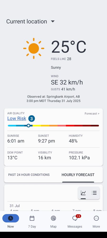 Cochrane weather July 31st 2025
