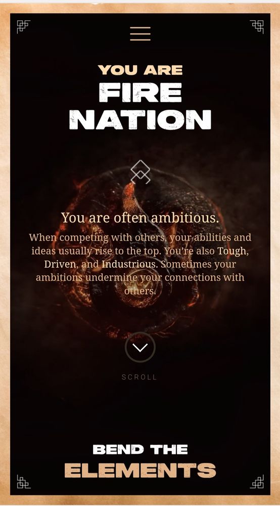 Ein Test der zeigt, dass ich Feuer bin