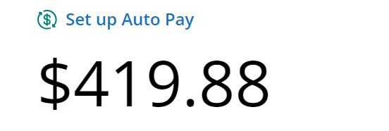 snip of the electric bill, $419