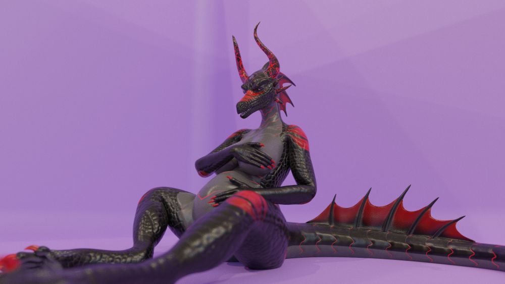 3D image of a gravid anthropomorphic dragon.