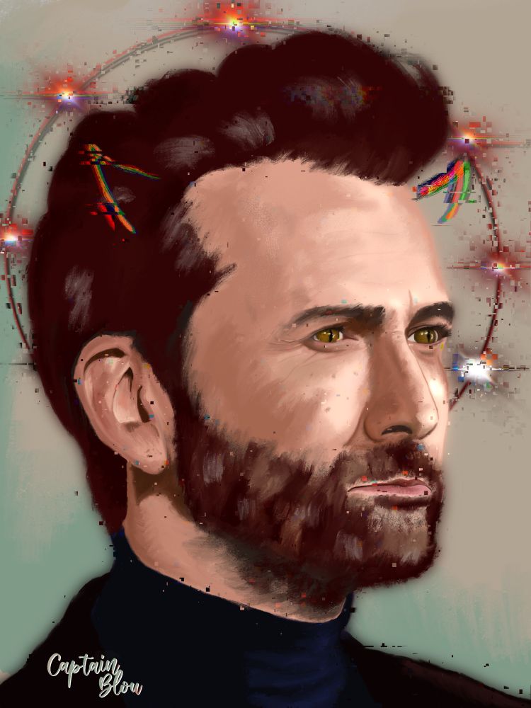 Digital painting of david tennant as crowley