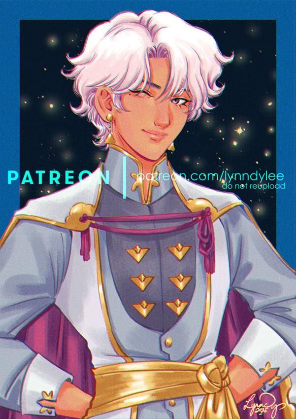 A fanart illustration of Eiland from Fields of Mistria. He's winking at you ♥