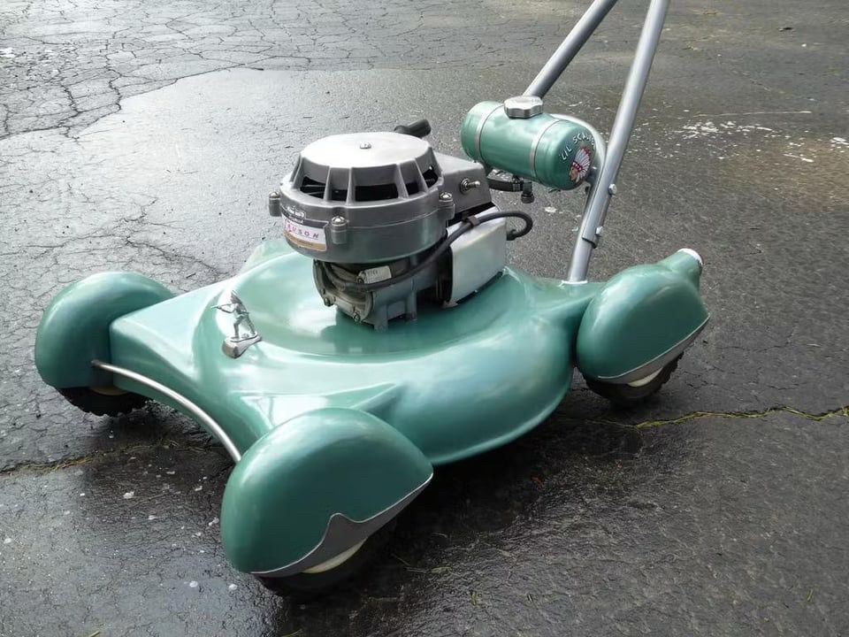 A retro style lawnmower 