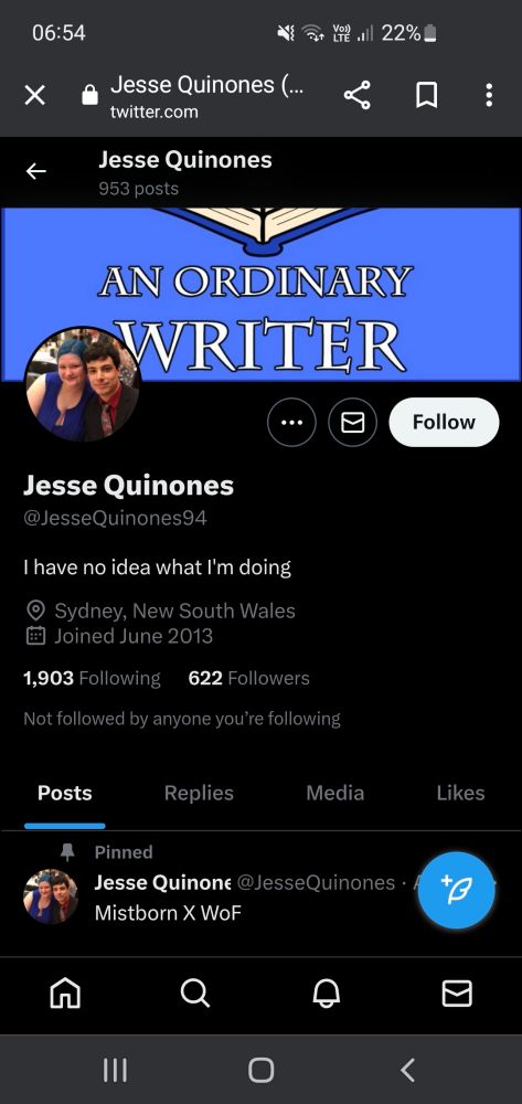 A screenshot of my twitter account. Username @JesseQuinones94