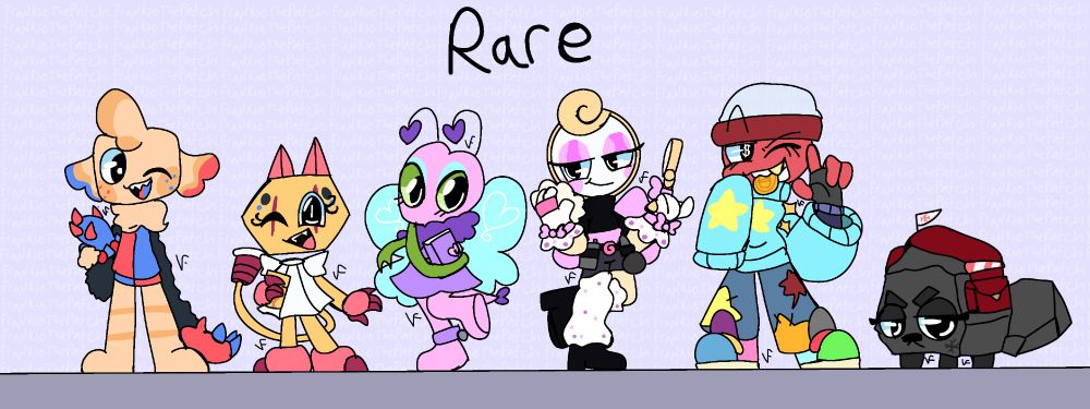 From left to right; Goob, Scraps, Flutter, Glisten, Gigi and coal!