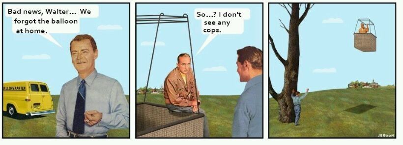 A man flies away on no balloon...