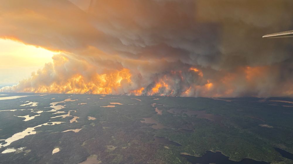 An image of one of this year's wildfires burning in the northern forests.
