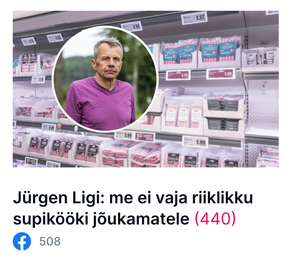 Uudis pealkirjaga "Jürgen Ligi: me ei vaja riiklikku supikööki jõukamatele"