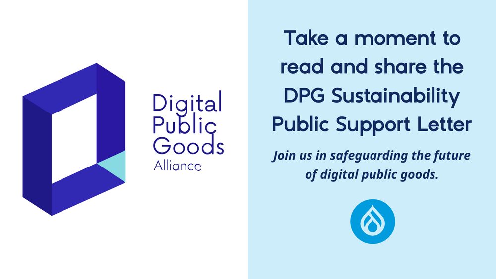 Drupal Association graphic regarding Digital Public Goods Alliance's sustainability public support letter.