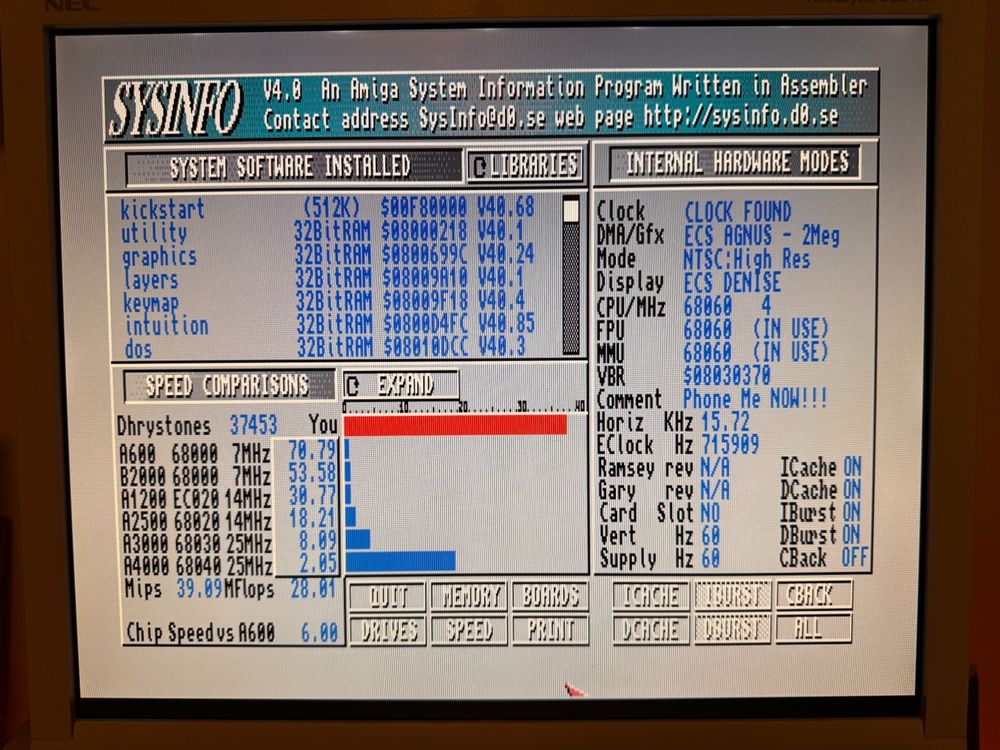 Good ol' (bad ol') SysInfo, which does show my Internal Hardware Modes correctly with the 060 CPU in use. 