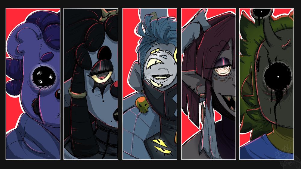 TeddyBearTy, st4rryshy, Illobun, OnyxxArt, and Twiddledee23 looking spooky.